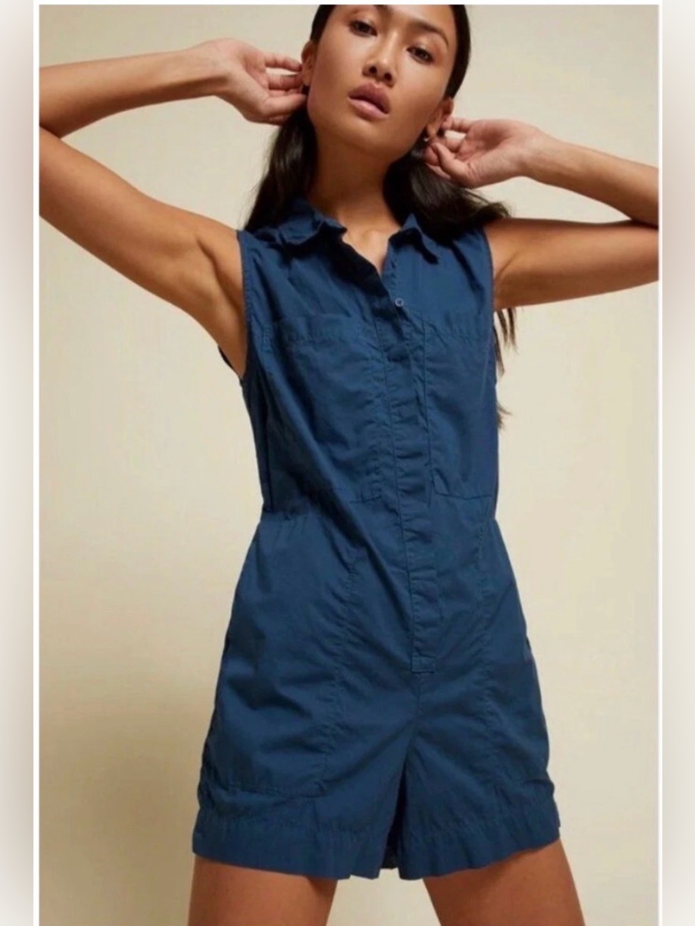 Nation LTD Blue Bixby Pima Cotton Short Romper